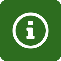 Green rounded square with the white icon of an information icon.