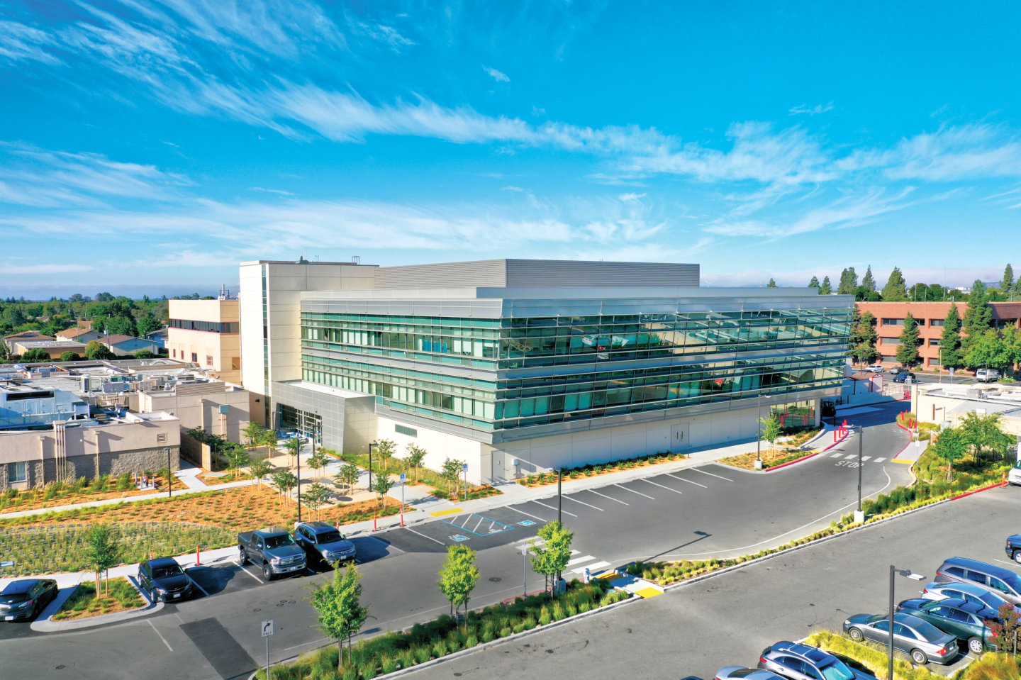 Aeriel image of the North Wing section of the NorthBay Health Medical Center in Fairfield.