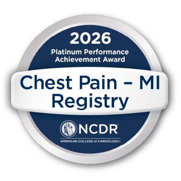 2026 American College of Cardiology’s NCDR Chest Pain–MI Registry Performance Achievement Award.
