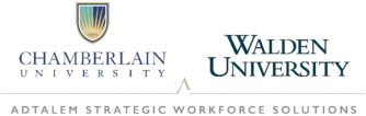 Joint Chamberlain University and Walden University logo.