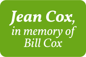 Jean Cox, in memory of Bill Cox.