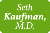 Dr. Seth Kaufman's name in white on a grass green background.