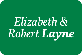 Rob and Beth Layne's name in white on a forest green background.