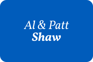 Al and Patt Shaw's name in white on a stormy blue background.