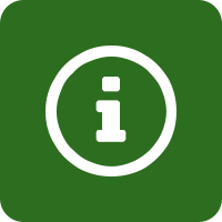 Green rounded square with the white icon of an information icon.