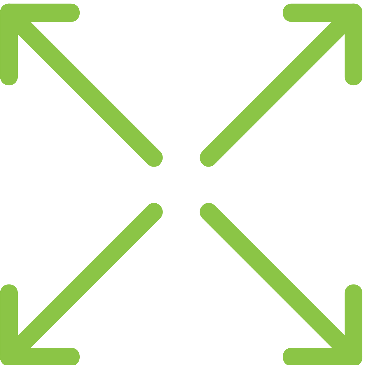 Light green icon of four arrows pointing outwards in each corner from the center. Light green icon of four arrows pointing outwards in each corner from the center.