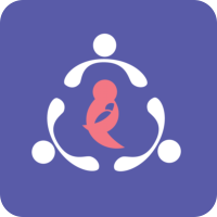 Purple rounded square with the vector logo of the 4th Trimester Project. This link will take you to the New Mom Health page, an excellent resource for new moms after their babies are born.