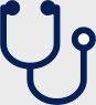 Blue vector icon of a stethoscope