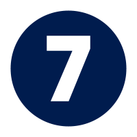 The number 7 in white inside a dark blue circle.