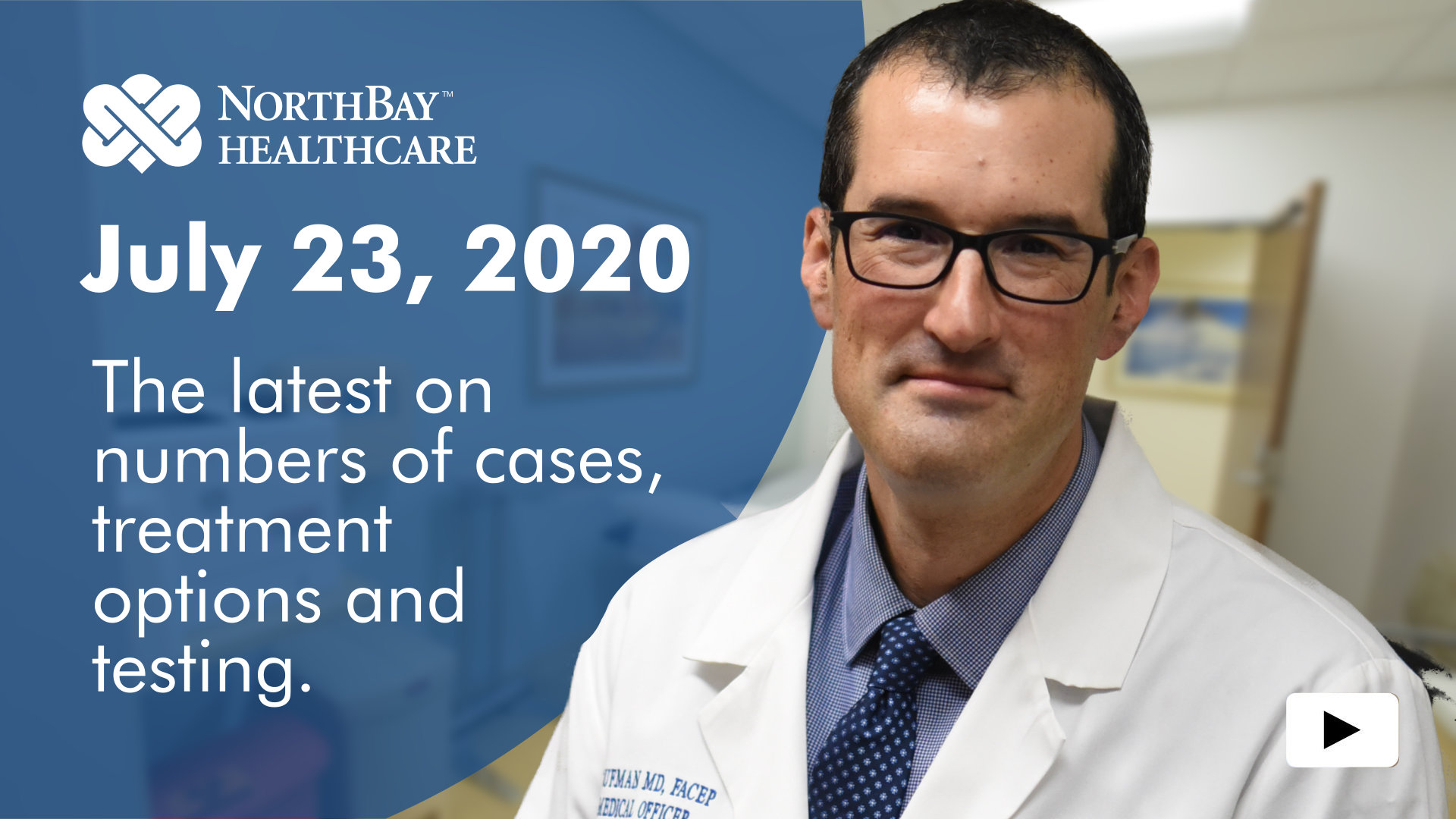 NorthBay Health Chief Medical Officer Seth Kaufman answers questions on COVID-19 during a Facebook Live discussion, including information on the latest numbers of cases, treatment options and testing.