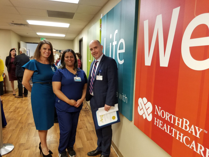 Alicia Hardy, CEO of OLE Health (left to right) with Olinda Plancarte, executive RN with OLE, and Wayne Gietz, vice president of Ambulatory Operations at NorthBay Healthcare.