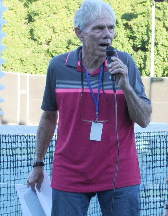 Phil Cello speaks at the 2018 Pro-Am event.