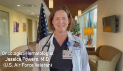 Jessica Powers, M.D. is among the veterans featured in a series of short videos on Facebook.