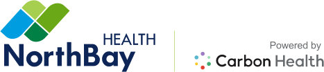 Co-branded logo with NorthBay Health on the left and Powedered by Carbon Health on the right.