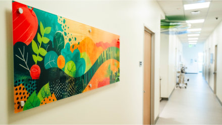 Some of the new art installations in the new primary care at Hilborn in Fairfield.