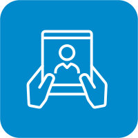 Vector image of two hands holding onto a tablet computer 